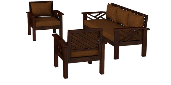 Hamilton Teak Wood Sofa Set (3+1+1) in Mahogany